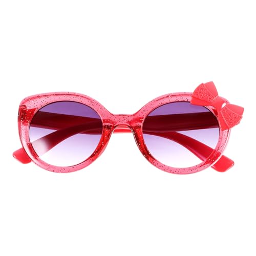 DEARMAMY Kinder-Sonnenbrille Runde Retro-Sonnenbrille Niedlicher Schleife-Rahmen Uv-Brille Kleinkind-Brille Party-Brille Im Freien Für Jungen Und Mädchen Rot von DEARMAMY