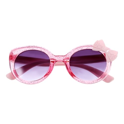 DEARMAMY Kinder-Sonnenbrille Runde Retro-Sonnenbrille Niedlicher Schleifenrahmen Uv-Brille Kleinkind-Brille Party-Brille Im Freien Für Jungen Und Mädchen Rosa von DEARMAMY