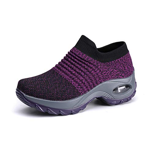 DEBAIJIA Damen Turnschuhe Laufschuhe Sportschuhe Atmungsaktiv Frauen Joggingschuhe Leichte Fitness Schuhe 36 EU Lila (Etikettengröße-36) von DEBAIJIA