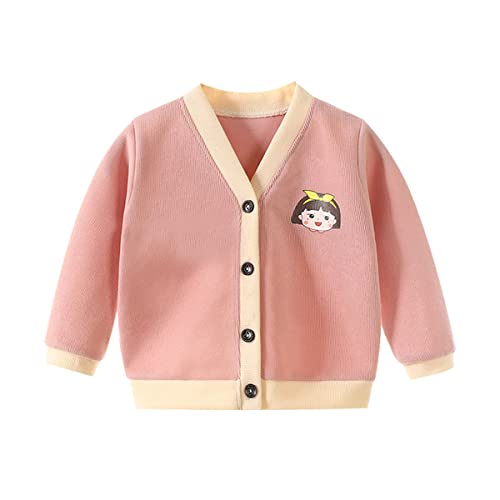 DEBAIJIA Kinder Baby Strickjacken Mädchen Jacke Strickjacke Pullover 0-12T Warm Lange Ärmel Kleinkind Junge Baumwolle Winter Herbst(A-Rosa-110) von DEBAIJIA