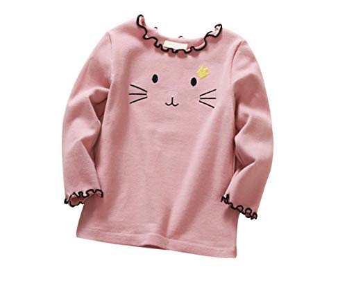 DEBAIJIA Mädchen babyshirt pullover shirts pyjamas mit langen ärmeln warme weiche breath nette karikatur-cotton nachtwäsche s (empfohlene höhe: 80-90cm) rosa von DEBAIJIA