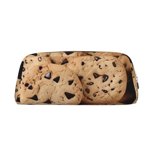 DEHIWI Cookies Food Chocolate Chip Biscuits Pencil Case Waterproof Leather Pencil Pouch Travel Comestic Bag Storage Bag Pen Holder For Work Office Makeup, gold, Einheitsgröße von DEHIWI