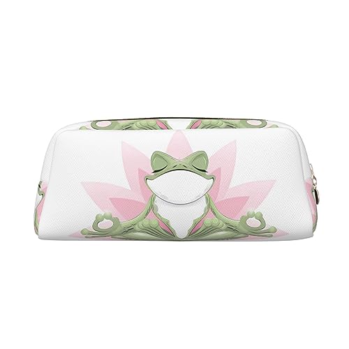 DEHIWI Federmäppchen, niedlich, lustig, Frosch, Yoga, Stifttasche, wasserdicht, niedliches Leder, Bleistifttasche, Reise-Kosmetiktasche, Make-up-Tasche, Organizer, Stifthalter für Büro Make-up, gold, von DEHIWI