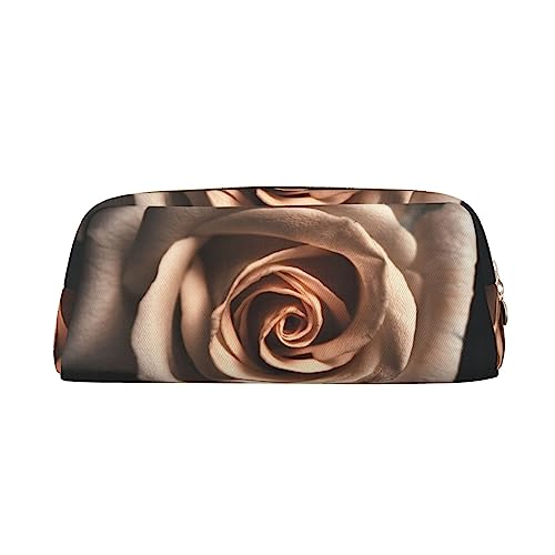 DEHIWI Federmäppchen, weiße Rose, Blume, Stifttasche, wasserdicht, niedliches Leder, für Reisen, Kosmetik, Make-up-Tasche, Organizer, Stifthalter für Büro Make-up, gold, Einheitsgröße, von DEHIWI