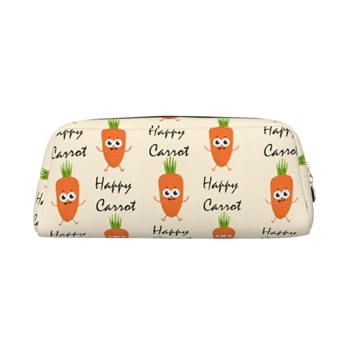 DEHIWI Federmäppchen Happy Carrot Stifttasche Wasserdicht Niedlich Leder Bleistift Tasche Reise Kosmetik Make-up Tasche Organizer Stifthalter für Büro Make-up, gold, Einheitsgröße, Taschen-Organizer von DEHIWI