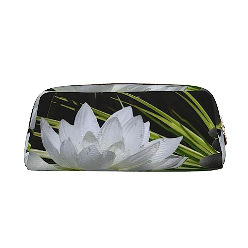 DEHIWI Federmäppchen Lotus und schwarze Zen-Steine Stifttasche wasserdicht niedlich Leder Federmäppchen Reise Kosmetik Make-up Tasche Organizer Stifthalter für Büro Make-up, gold, Einheitsgröße, von DEHIWI