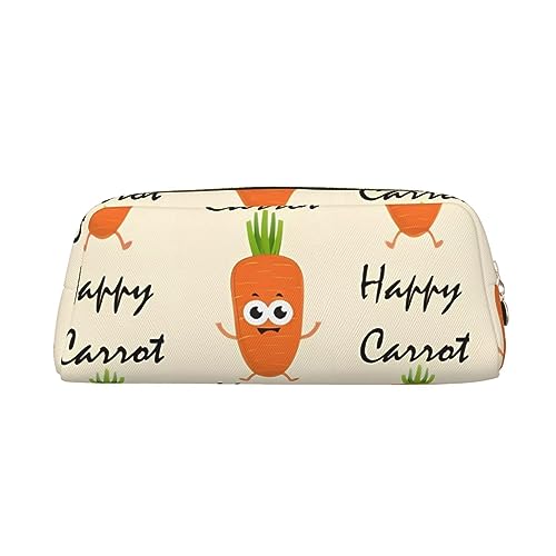 DEHIWI Federmäppchen mit Aufschrift "Happy Carrot", wasserdicht, Leder, Reise-Aufbewahrungstasche, Stifthalter für Arbeit, Büro, Make-up, gold, Einheitsgröße von DEHIWI