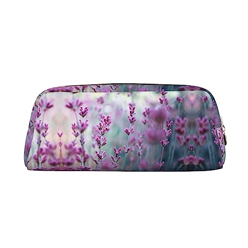 DEHIWI Federmäppchen mit Duft Lavendel Blumen Feld Stifttasche Wasserdicht Niedlich Leder Bleistift Tasche Reise Kosmetik Make-up Tasche Organizer Stifthalter für Büro Make-up, gold, Einheitsgröße, von DEHIWI