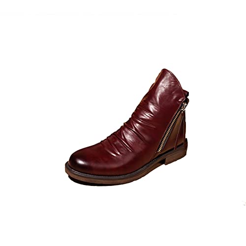 DEHIWI Herren Stiefel Chelsea Boots Freizeitschuhe, Mit Doppeltem Seitlichem Biker Boots Reißverschluss Rutschfeste Stiefel,Wine red,42 EU DEHIWI Herren Stiefel Chelsea Boots Freizeitschuhe, Mit Doppeltem Seitlichem Biker Boots Reißverschluss Rutschfeste Stiefel,Wine red,42 EU von DEHIWI