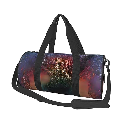 Holographic Dreams Turnbeutel mit Schuhfach, wasserdichte Sporttasche, tragbare Reisetasche, Wochenendtasche für Männer und Frauen, Schwarz , Einheitsgröße von DEHIWI