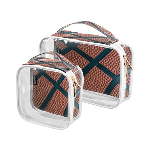 DEHOZO 2 Stück transparente Kulturbeutel, Basketballball-Spitze, Reise-Make-up-Tasche mit Griff, TSA-zugelassener Kosmetiktaschen-Organizer für Damen und Herren, Handgepäcktasche für Reiseutensilien, von DEHOZO