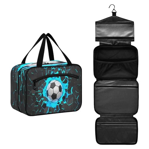 DEHOZO Crash Wall Fußballball Reise-Kulturbeutel, hängende Make-up-Tasche Organizer für Damen und Herren, tragbare Kosmetiktasche, Waschbeutel für Reiseutensilien, Toilettenartikel, Kosmetik, Pinsel, von DEHOZO