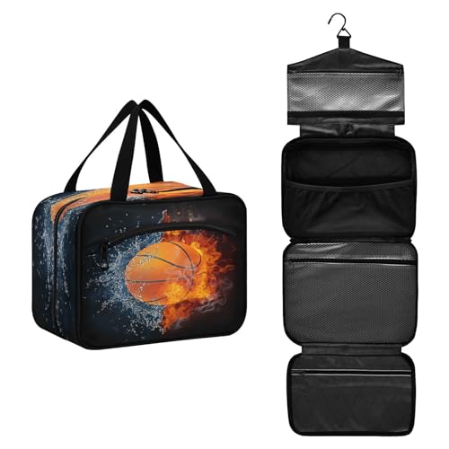 DEHOZO Ice Fire Basketball Sport Reise Kulturbeutel, hängende Make-up-Tasche Organizer für Damen und Herren, tragbare Kosmetiktasche, Waschbeutel für Reiseutensilien, Toilettenartikel, Kosmetik, von DEHOZO