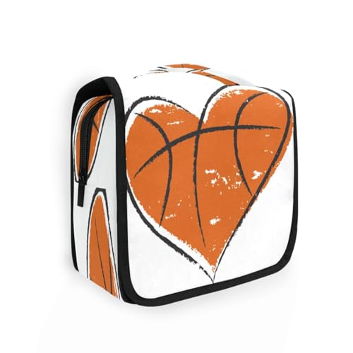 DEHOZO Kulturbeutel zum Aufhängen, Basketball, Herzform, Aquarellblätter, Palmen, Baum, tragbare Make-up-Tasche, Reise-Organizer für Damen und Herren, faltbare Kosmetiktasche, Reisetaschen für von DEHOZO