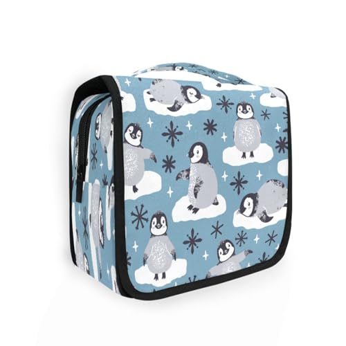 DEHOZO Kulturbeutel zum Aufhängen, Winter-Eis, niedlicher Pinguin, Aquarellblätter, Palmen, Baum, tragbare Make-up-Tasche, Reise-Organizer für Damen und Herren, faltbare Kosmetiktasche, Reisetaschen von DEHOZO