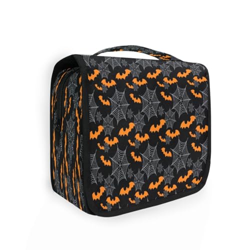 DEHOZO Kulturbeutel zum Aufhängen, abstrakte Gothic-Halloween-Fledermäuse, Aquarellblätter, Palmen, Baum, tragbare Make-up-Tasche, Reise-Organizer für Damen und Herren, faltbare Kosmetiktasche, von DEHOZO