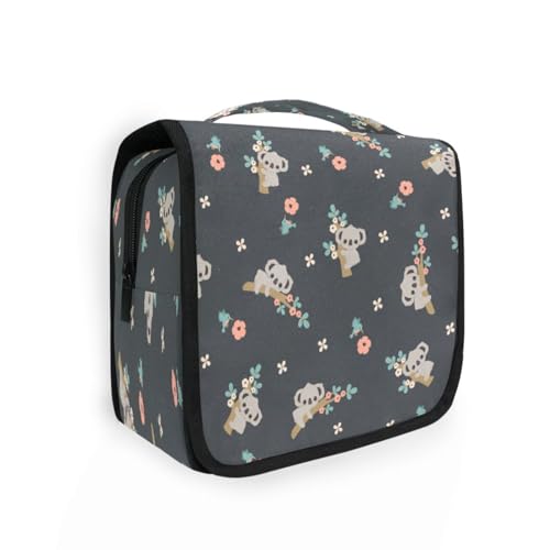 DEHOZO Kulturbeutel zum Aufhängen, floraler Koala auf Baum, Blumen, Aquarellblätter, Palmen, Baum, tragbare Make-up-Tasche, Reise-Organizer für Damen und Herren, faltbare Kosmetiktasche, Reisetaschen von DEHOZO