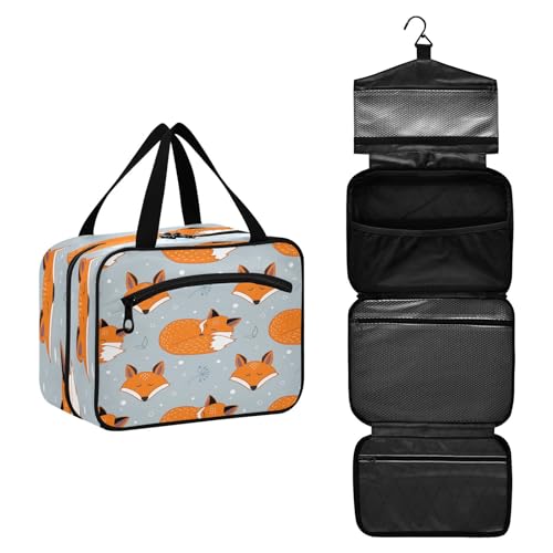 DEHOZO Niedlicher Tierfuchs-Reise-Kulturbeutel, hängende Make-up-Tasche Organizer für Damen und Herren, tragbare Kosmetiktasche, Waschbeutel für Reiseutensilien, Kosmetikartikel, Pinsel, Shampoo, M, von DEHOZO