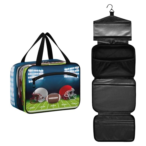 DEHOZO Sportball Fußball Helm Reise Kulturbeutel, hängende Make-up-Tasche Organizer für Damen und Herren, tragbare Kosmetiktasche Waschbeutel für Reiseutensilien, Toilettenartikel, Kosmetikpinsel, von DEHOZO