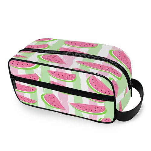 DEHOZO Tragbare Make-up-Tasche, Sommer-Wassermelonen-Streifen, kleine Reise-Kosmetiktasche, Kulturbeutel für Damen und Herren, Make-up-Organizer-Tasche, Badezimmer-Make-up-Tasche für Reiseutensilien, von DEHOZO