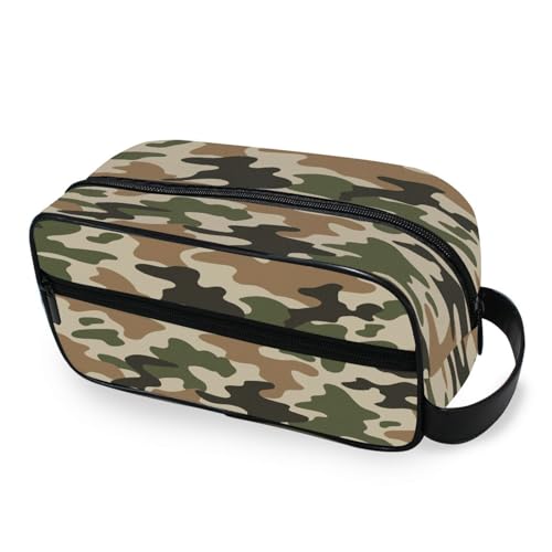 DEHOZO Tragbare Make-up-Tasche, abstraktes Militär-Tarnmuster, kleine Reise-Kosmetiktasche, Kulturbeutel für Damen und Herren, Make-up-Organizer-Tasche, Badezimmer-Make-up-Tasche für Reiseutensilien, von DEHOZO