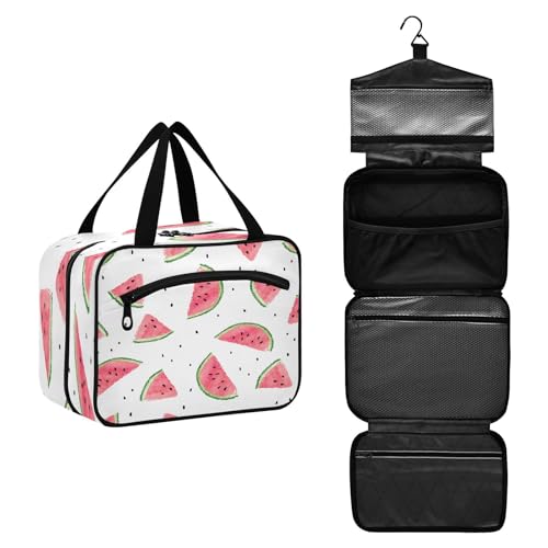 DEHOZO Wassermelonen-Fruchtmuster, Reise-Kulturbeutel, hängende Make-up-Tasche, Organizer für Damen und Herren, tragbare Kosmetiktasche, Waschbeutel für Reiseutensilien, Kosmetikartikel, Pinsel, von DEHOZO