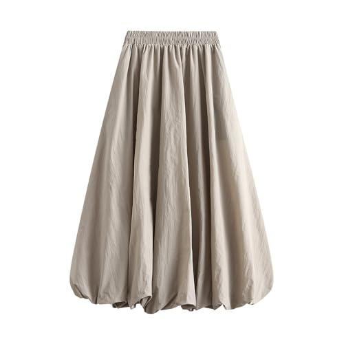 DELIMALI Damen-Maxirock Y2K, elastisch, hohe Taille, plissiert, fließend, A-Linie, lange Puffröcke, Rüschensaum, Ballonröcke, A-Kaki, Einheitsgröße DELIMALI Damen-Maxirock Y2K, elastisch, hohe Taille, plissiert, fließend, A-Linie, lange Puffröcke, Rüschensaum, Ballonröcke, A-Kaki, Einheitsgröße von DELIMALI