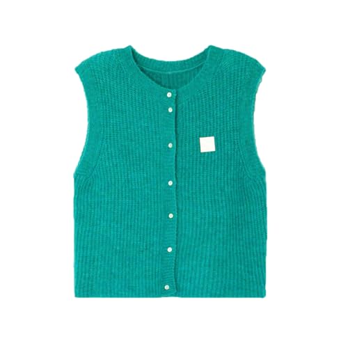 DELIMALI Damen-Strickweste, Y2K, V-Ausschnitt, ärmellos, Knopfleiste, Häkeln, Ausgehen, Tops, Pullover, Weste, Tank-Top, Cardigan, Weste, E-Türkis, L DELIMALI Damen-Strickweste, Y2K, V-Ausschnitt, ärmellos, Knopfleiste, Häkeln, Ausgehen, Tops, Pullover, Weste, Tank-Top, Cardigan, Weste, E-Türkis, L von DELIMALI