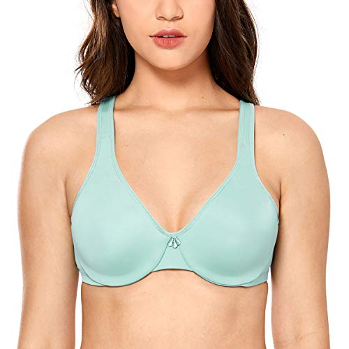 DELIMIRA Damen Minimizer BH mit Bügel Soft Tshirt BH Große Brüste Bequemer Vollschalen Ungepolstert Atlantisches Grün 75E von DELIMIRA