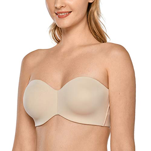 DELIMIRA Damen Minimizer Trägerloser BH mit Bügel ohne Polster ohne Geformte Cups Beige 70H von DELIMIRA