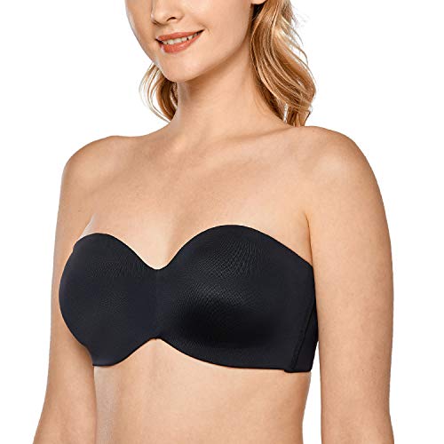 DELIMIRA Damen Minimizer Trägerloser BH mit Bügel ohne Polster ohne Geformte Cups Schwarz 90D von DELIMIRA