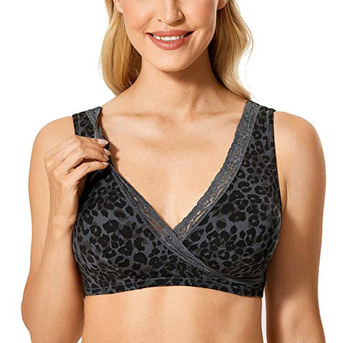 DELIMIRA Damen Still BH - Ohne B�Gel, Schlaf, Gro�e Gr��en Schwangerschaft-BH Holzkohle Panthera Uncia 75E/F von DELIMIRA