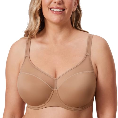 DELIMIRA Damen T Shirt BH mit Bügel Vollschalen Nahtlose BH Große Größen Gepolstert Kiesbeige 75E von DELIMIRA