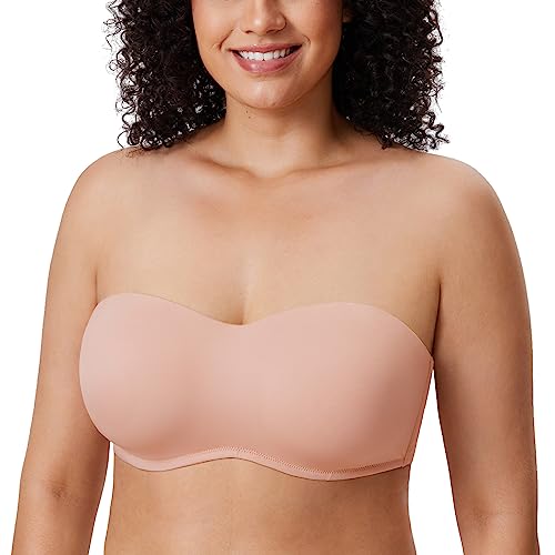 DELIMIRA Damen Trägerloser BH T-Shirt mit Bügel Große Größen ohne Einlagen Blush Beige 85C von DELIMIRA