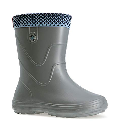 DEMAR. federleichte EVA Gummistiefel gefüttert Regenstiefel Vibes (36/37, Grau Metallic) von DEMAR