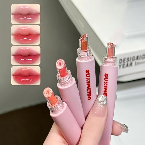 4 Stück Hydrating Lip Gloss Set, Feuchthaltig Und Glänzend Lip Gloss Gelee Flüssig-Lippenstift Glänzendes Glas-Finish Glänzender Süßer Rosafarbener Lipgloss Für Frauen 4 Stück Hydrating Lip Gloss Set, Feuchthaltig Und Glänzend Lip Gloss Gelee Flüssig-Lippenstift Glänzendes Glas-Finish Glänzender Süßer Rosafarbener Lipgloss Für Frauen von DENESTUP