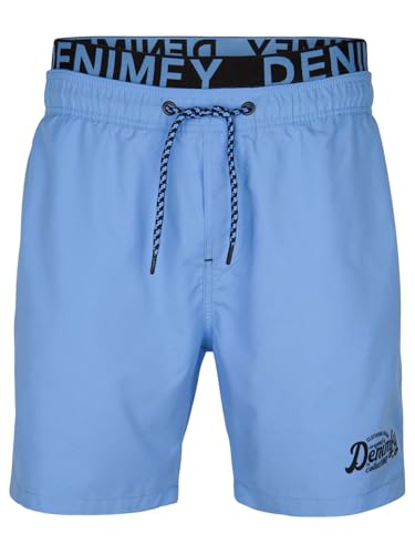 DENIMFY Badehose Herren Lang Badeshorts Doppelter Bund DFNeo Kurze Hosen Schwimmhose Shorts Print, Größe:3XL, Farben:Maya Blue von DENIMFY