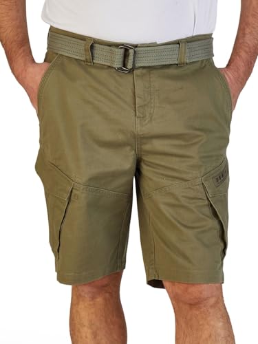 DENIMFY Cargo Shorts Herren Stretch mit Gürtel Regular Fit DFPhil Kurze Hosen Cargoshorts Sommer, Größe:3XL, Farbe:Ivy Olive DENIMFY Cargo Shorts Herren Stretch mit Gürtel Regular Fit DFPhil Kurze Hosen Cargoshorts Sommer, Größe:3XL, Farbe:Ivy Olive von DENIMFY