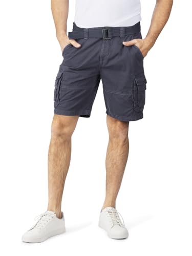 DENIMFY Cargo Shorts Herren mit Gürtel Regular Fit DFUlli Kurze Hosen Cargoshorts Sommer 100% Baumwolle, Größe:30, Farben:Grisaille Blue von DENIMFY