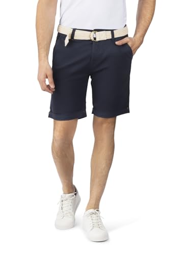 DENIMFY Chino Shorts Herren mit Gürtel Regular Fit DFLio Kurze Hosen Bermuda Shorts Knopfleiste Stretch, Größe:32, Farben:Navy von DENIMFY