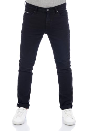 DENIMFY Herren Jeans Hose DFMiro Straight Fit Baumwolle Basic Jeanshose Stretch Denim Schwarz w32, Größe:32W / 30L, Farben:Black Denim (B122) von DENIMFY