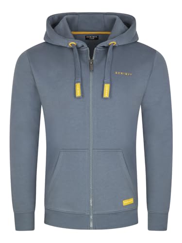 DENIMFY Herren Kapuzenjacke DFLeo Regular Fit Hoodie Taschen Jacke Reißverschluss Sweatjacke Trainingsjacke Basic Kapuzenpullover Kapuze, Größe:XL, Farben:Turbid Blue von DENIMFY