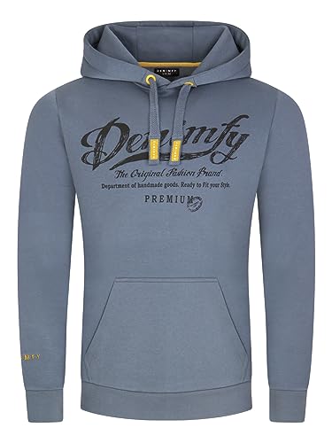 DENIMFY Herren Kapuzenpullover DFArno Hoodie Pullover Streetwear Baumwolle Kapuze Druck Langarm Sweatshirt Kängurutaschen Regular Fit Blau 4XL, Größe:4XL, Farbe:Turbid Blue von DENIMFY