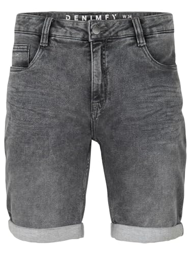 DENIMFY Jeans Shorts Herren Stretch Kurz Regular Fit DFAri Kurze Hosen Sommer Denim Einfarbig, Größe:31, Farben:Grey Denim (G37) von DENIMFY