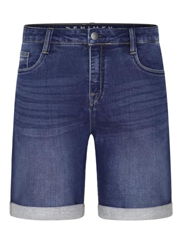 DENIMFY Jeans Shorts Herren Stretch Kurz Regular Fit DFAri Kurze Hosen Sommer Denim Einfarbig, Größe:33, Farben:Dark Blue Denim (D84) von DENIMFY