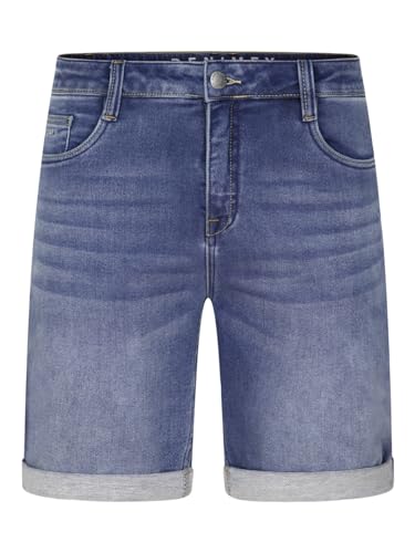 DENIMFY Jeans Shorts Herren Stretch Kurz Regular Fit DFAri Kurze Hosen Sommer Denim Einfarbig, Größe:34, Farben:Middle Blue Denim (M48) von DENIMFY