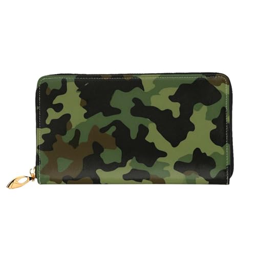 DENMER Coconut Beach Sonnenuntergang Hängematte, Ledergeldbörse, Kunstleder mit metallischem Reißverschluss, geräumiges und stilvolles Accessoire für moderne Frauen, Camouflage-Muster, Einheitsgröße, von DENMER