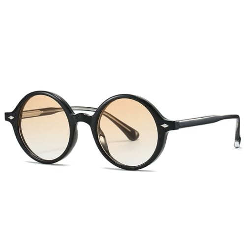 DENUVI TR90 Runde Damen-Sonnenbrille mit Punk-Nieten, für Herren, teegrün, UV400, Schwarz/Orange DENUVI TR90 Runde Damen-Sonnenbrille mit Punk-Nieten, für Herren, teegrün, UV400, Schwarz/Orange von DENUVI