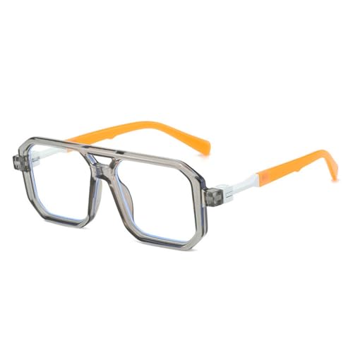 Doppelsteg-Sonnenbrille für Damen, Farbverlauf, UV400, Herren-Sonnenbrille, Grau/Orange/Klar Doppelsteg-Sonnenbrille für Damen, Farbverlauf, UV400, Herren-Sonnenbrille, Grau/Orange/Klar von DENUVI