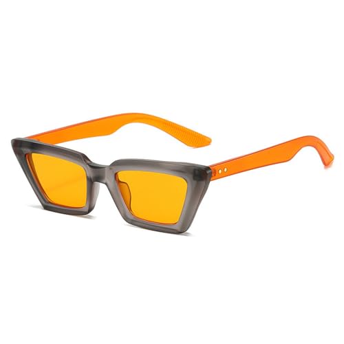 Kleine Cat-Eye-Sonnenbrille für Damen, Nieten, UV400, für Herren, lila/orange, Grau/Orange Kleine Cat-Eye-Sonnenbrille für Damen, Nieten, UV400, für Herren, lila/orange, Grau/Orange von DENUVI